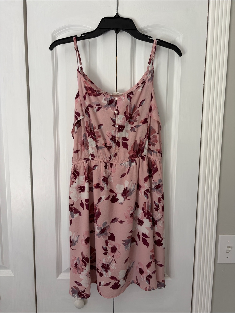 Pink and Burgundy Floral Scoop Neck Sundress
